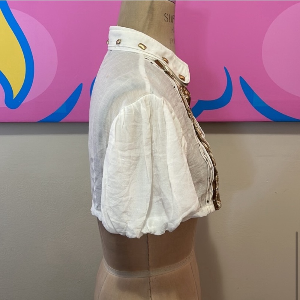 Supord Manage White Gold Beaded Bolero Cropped Jacket - Picture 4 of 13
